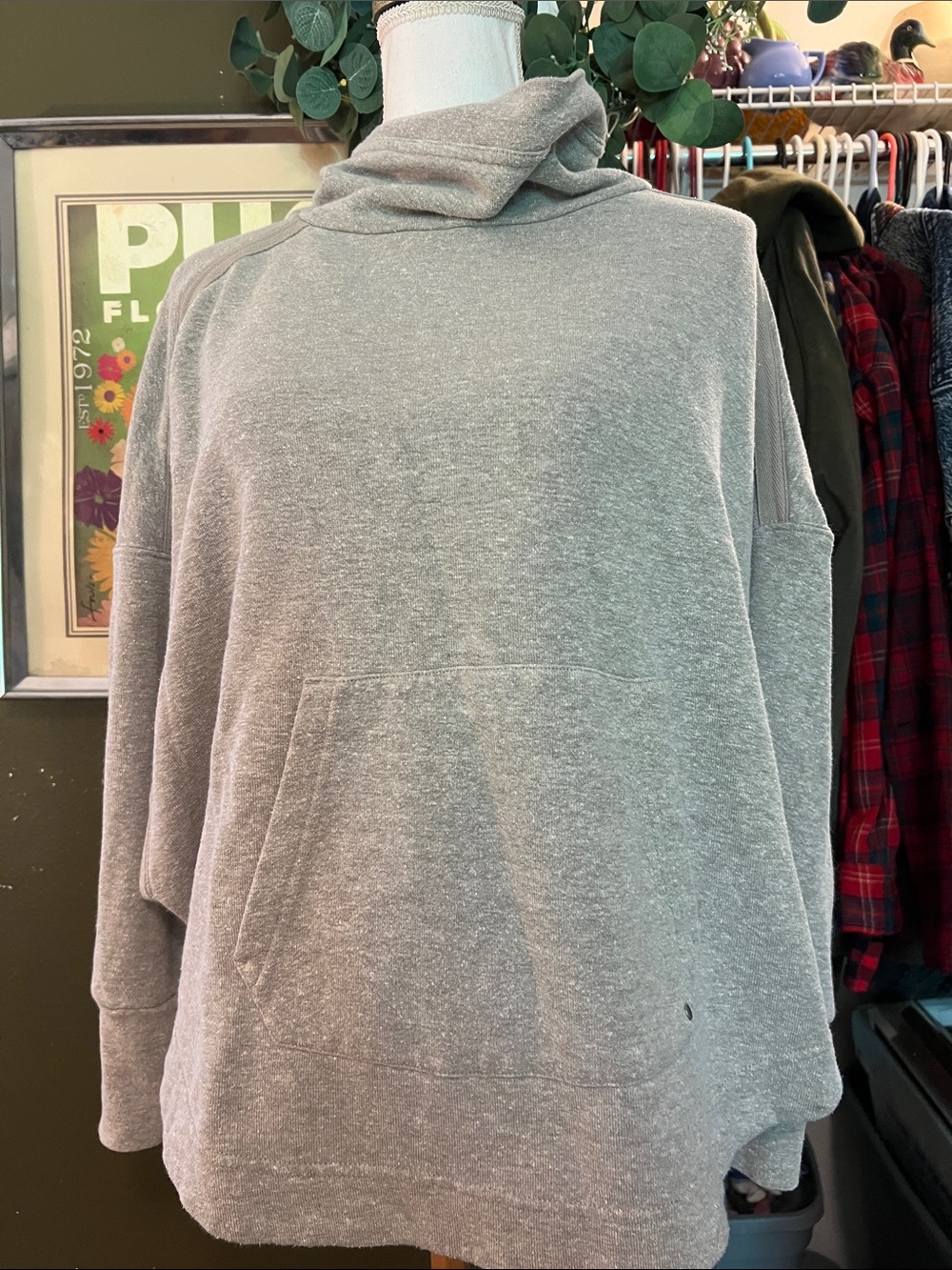 Prana Cozy Heather Oatmeal Cowl Neck Pullover